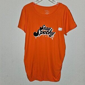 NEW Stay Spooky Women's Maternity Halloween Tee Orange Large 12-14 Time & Tru